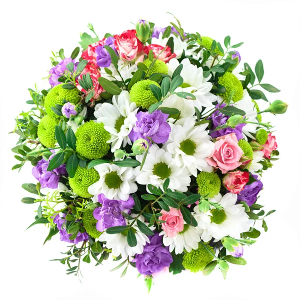 Buquê de flores florescentes, flat lay — Fotografia de Stock