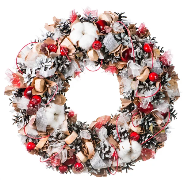 Christmas wreath decoration isolated — Stock Photo, Image