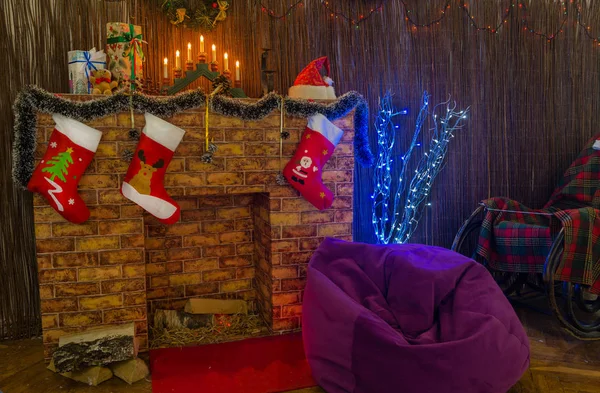 Noel oturma odası dekorasyon Noel çorap ile, 