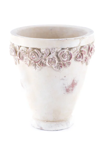 Beige pot with floral ornaments Stock Picture