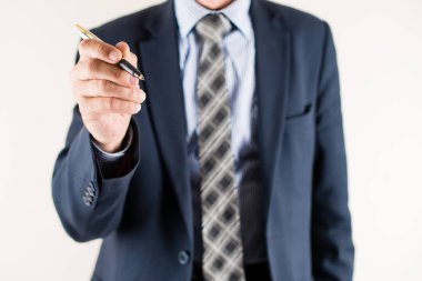 Not yazmak ve iş planı yapma iş adamı. Kavramı 