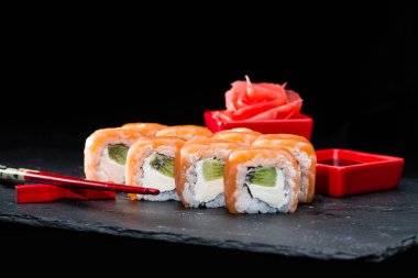 Geleneksel Japon mutfağı. Tatlı suşi rol tarih seçici odak