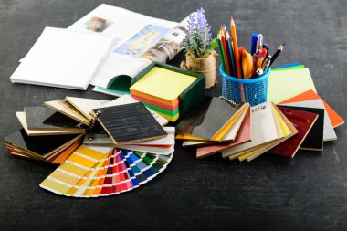 yaratıcı profesyonel tasarımcı İşyeri Ofis. Kalemler,