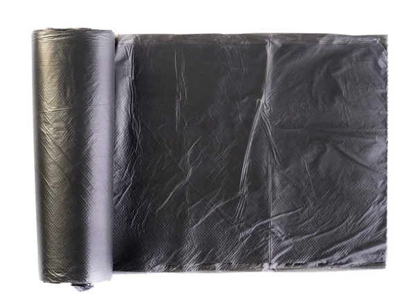 Haddelenmiş ve wh izole siyah plastik Polietilen çöp torbası