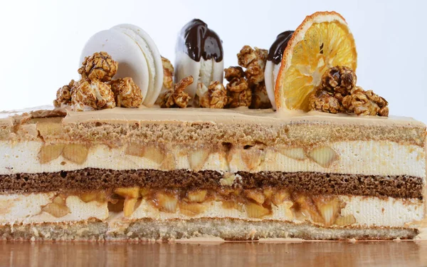 Lezzetli iştah açıcı kek mascarpones ve portakal dilim, 