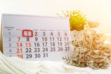 1 Ocak. Beyaz takviminde ayın günü 1. Mutlu kavramı 