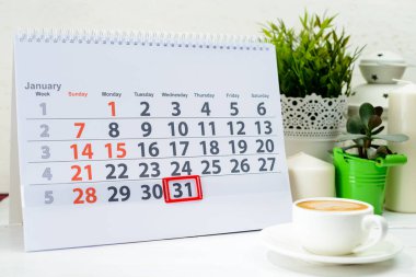 31 Ocak. Gün 31 ay takvimi