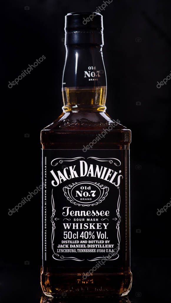MINSK, BELARUS November 4, 2017: Bottle of Jack Daniels Tennessee on dark background. The brand of the best selling American whiskey in the world