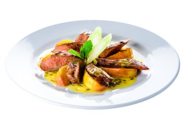 Sulu kızarmış iştah açıcı altın gevrek ördek fileto b ile devam eder.