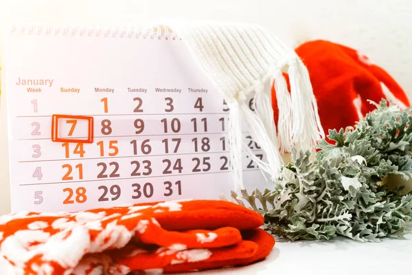 7 de enero. Día 7 del mes en calendario blanco. Concepto de Feliz —  Fotos de Stock