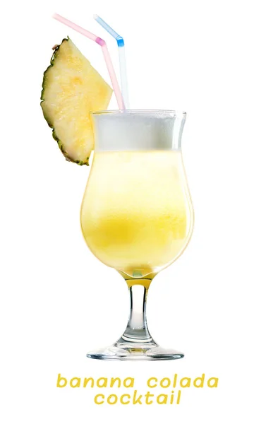 Tropical fresh tasty cold Banana Colada cocktail with pineapple — Stock Photo, Image