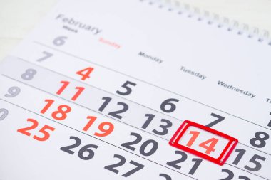 Sevgililer günü. 14 Şubat takvim işareti