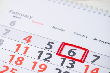 Dünya barmen günü. 6 Şubat takvim işareti