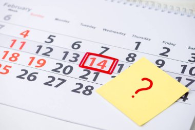 Sevgililer günü, takvim üzerinde 14 Şubat işareti. Ne kavramı