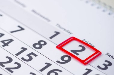 Gün 2 numara işareti takvim