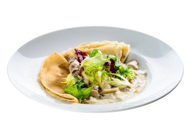 Yeni menü kafede. Rus krep blini taze krema ch ile