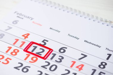 Maslenitsa ya da krep hafta. 12 Şubat takvim üzerinde işareti cl