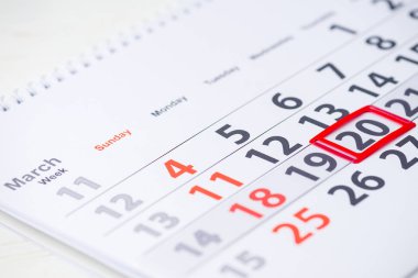 Dünya günü. 20 Mart takvim işareti
