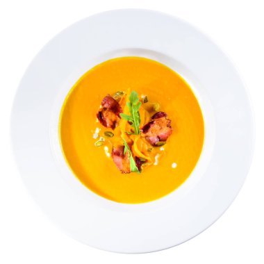 Fiş bir whit ile kabak krem çorba lezzetli ve iştah açıcı