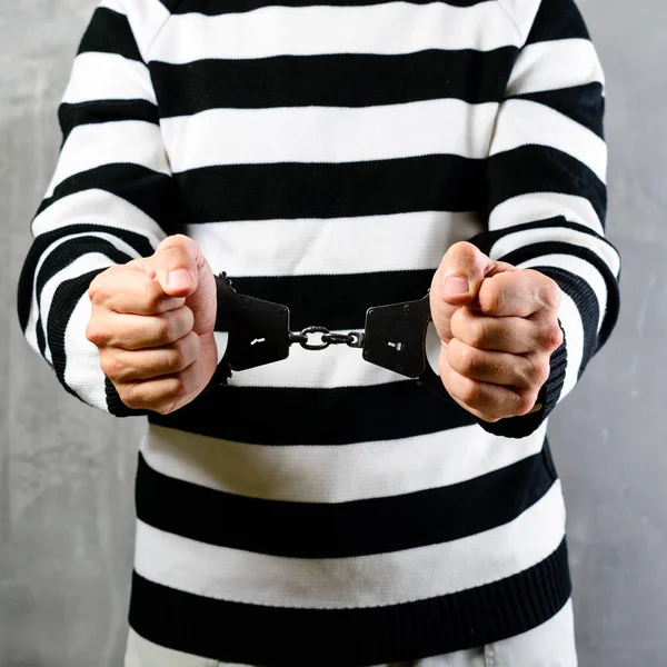 Front view of unidentified prisoner in prison stripped uniform s — Stock Photo, Image