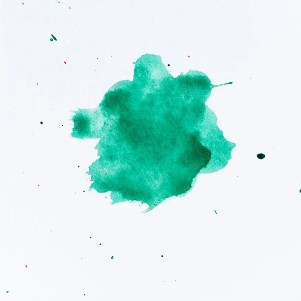 Green paint splatter. Paint splash on white background. Watercol — Stock Photo, Image