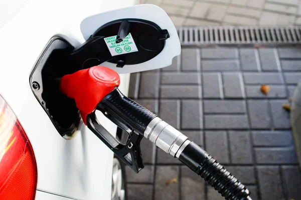 Car refueling on the petrol station. Concept of petrol crisis, f — Stock Photo, Image