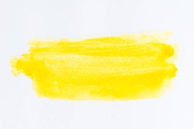Sarı fırça darbesi ve doku. Alt çizgi ve kenarlık. Watercolo