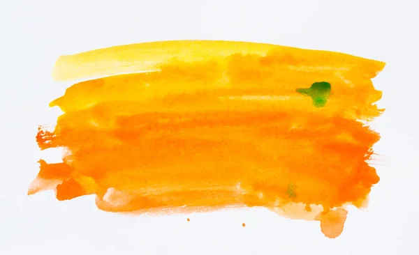 Uppsättning av akvarell penseldrag orange och gula färg på wh — Stockfoto