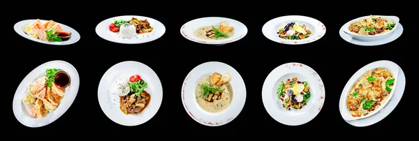 Set di deliziosi piatti classici. Menù autunnale in un ristorante italiano — Foto Stock