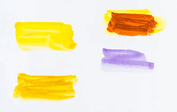 Satz von bunten Aquarell Pinselstrichen Farbe auf weißem Backgro — Stockfoto