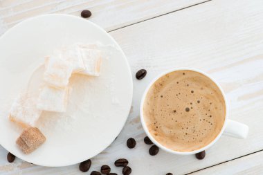 kahvaltı kahve ve tatlı oryantal tatlılar lokum fla