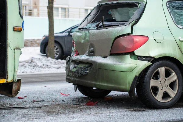 Accidente en la carretera de invierno — Foto de Stock