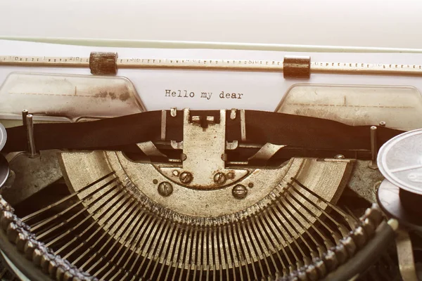 Hello my Dear:Vintage inscription made by old typewriter — Stock Photo, Image