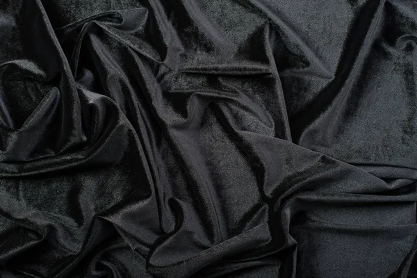 Zmięty czarna tkanina tekstura — Zdjęcie stockowe