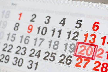 Takvim 20 Mayıs yakın çekim, sığ dof