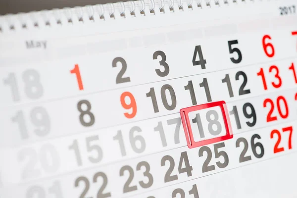 Календарь 17 Мая крупным планом, мелким планом — стоковое фото