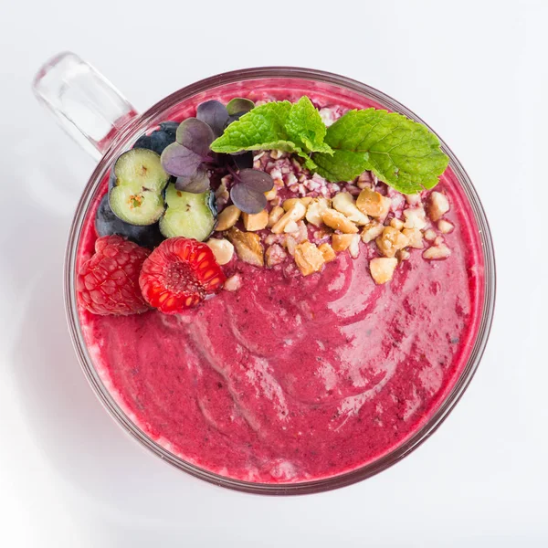 Smoothie aux fruits dans une tasse vue du dessus — Photo