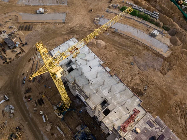 Vista aérea de un sitio activo de construcción en el centro . —  Fotos de Stock