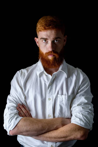 Портрет Молодого Жорстокого Хлопця Червоною Бородою — стокове фото