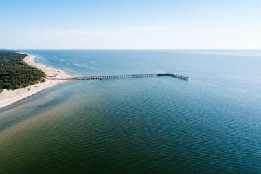 Aero fotoğraf dron beach Baltık Denizi Palanga, Litvanya güneşli bir gün