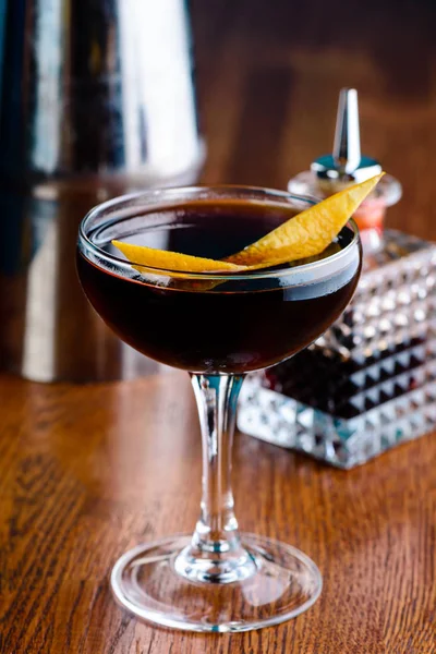 Schwarzer Samt Cocktail Aus Nächster Nähe Der Bar Platz Für — Stockfoto