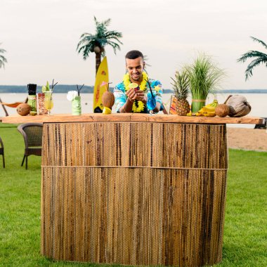 Barmen haydutlar, şişeler ve içkiler, sahilde barmenlik.