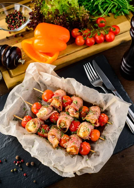 Close Kebab Bacon Cream Cheese Closeup — Stock Photo, Image