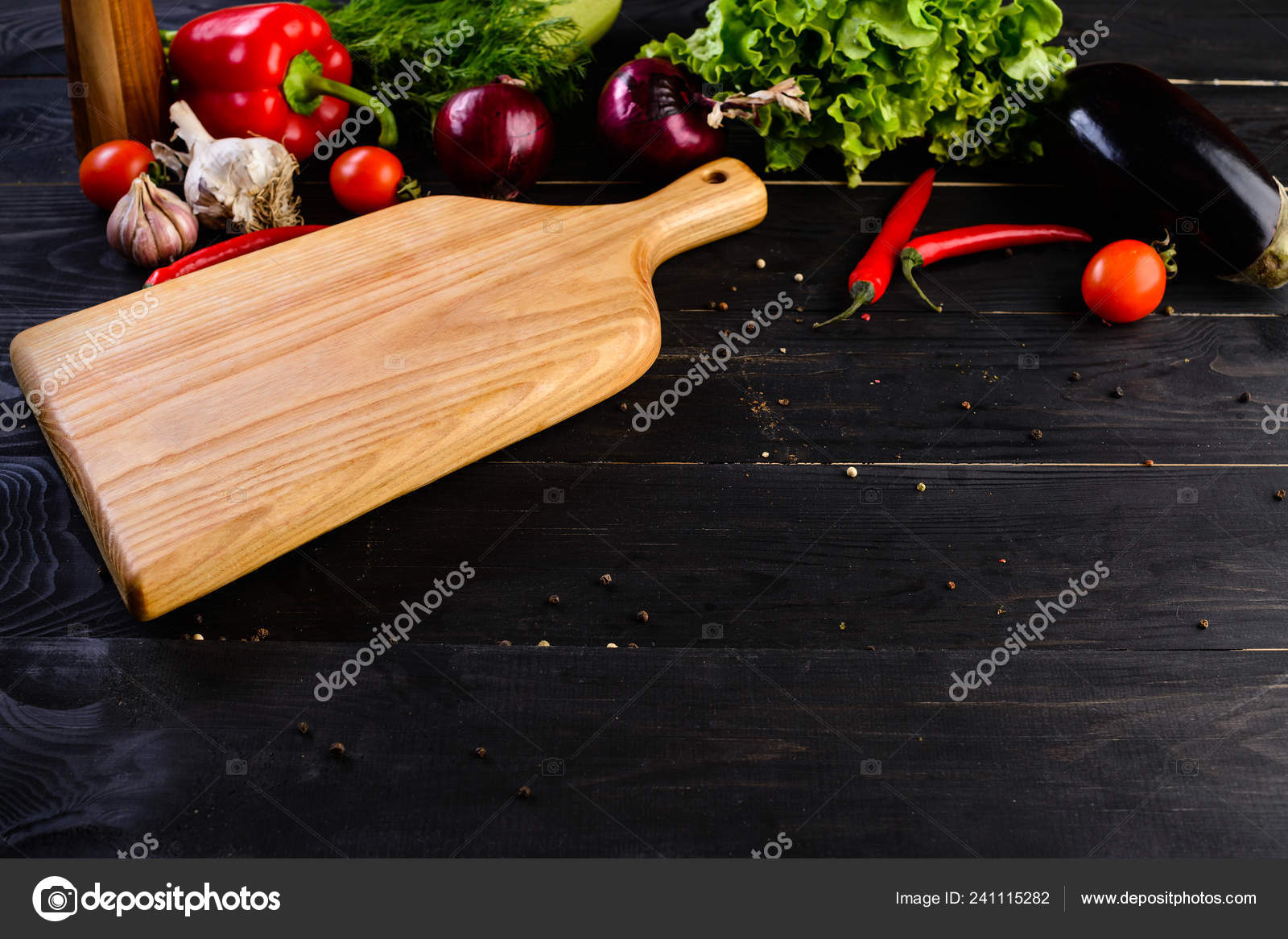 Download Empty Wooden Board Mockup Fresh Vegetables Wooden Black Background Stock Photo C Smspsy 241115282