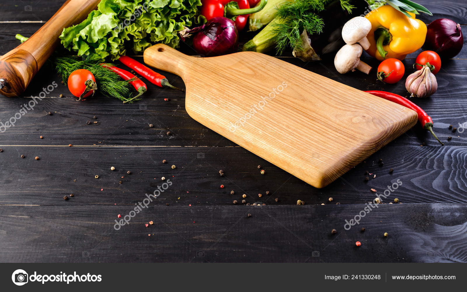 Download Empty Wooden Board Mockup Fresh Vegetables Wooden Black Background Stock Photo Image By C Smspsy 241330248