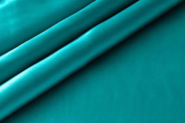 丝绸织品绿色 绿色丝绸窗帘背景为设计复制空间为文本 — 图库照片