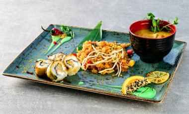 tyakhan with squid and lentil soup