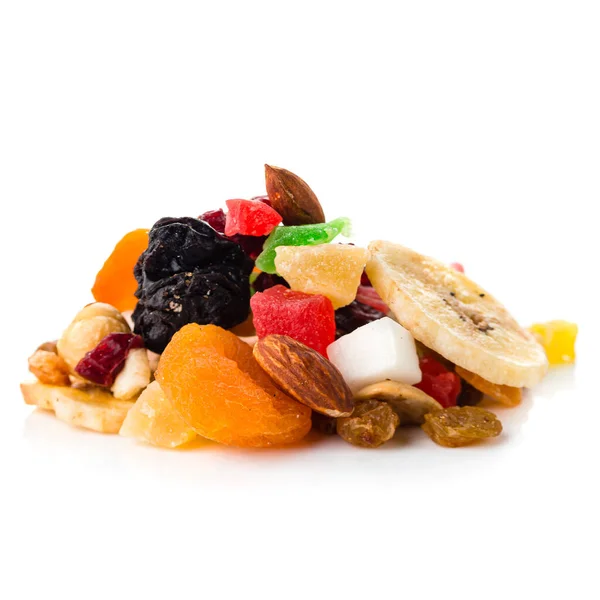 Mix Nuts Dry Fruits White Background — Stock Photo, Image