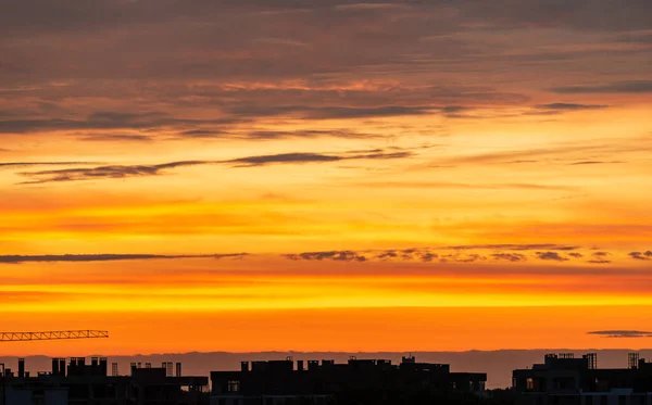 Puesta Sol Sobre Paisaje Ciudad Paisaje Del Cielo Del Amanecer —  Fotos de Stock