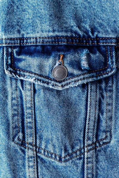 Μπλε Τζιν Σακάκι Denim Τσέπη Σακάκι Από Κοντά — Φωτογραφία Αρχείου